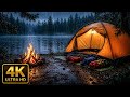 99% Fall Asleep in 5 Minutes 🌧️ Rain on Tent &amp; Campfire Sounds for Deep Sleep (4K)