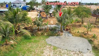 Finished Project 100%!! Processing Filling Up The Pond, Bulldozer KOMATSU D20PX & 5Ton Dump Truck