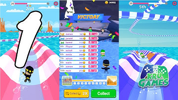 Aqua Path Slide Water Park Race 3D Game Gameplay Walkthrough #1 (Android, IOS)