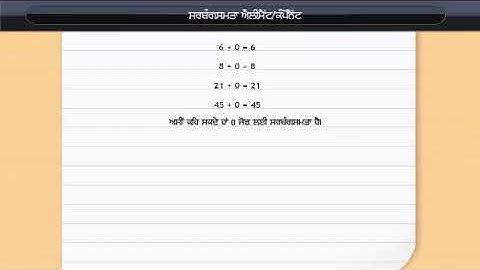 ਸਰਬਾਂਗਸਮਤਾ ਐਲੀਮੈਂਟ ਜਾਂ ਹਿੱਸਾ | Identity Element or Component of Whole Numbers | Class 6 | Maths