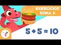 Aprenda a Soma com o Dino e Hambúrgueres 🍔 | Exercícios Divertidos de Matemática para Crianças