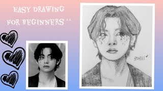 BTS Drawing | How to draw Kim Taehyung || BTS V easy drawing || BTS Sketch