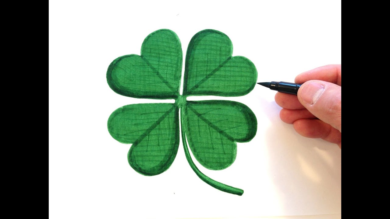 How to Draw a Four Leaf Clover - YouTube