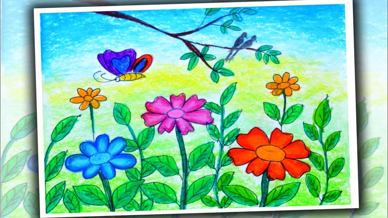 Flower Garden Drawing For Class 4 – Garden Design