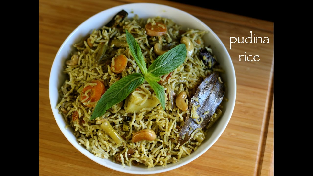 pudina rice recipe | mint rice recipe | mint pulao recipe | pudina pulao recipe | Hebbar | Hebbars Kitchen