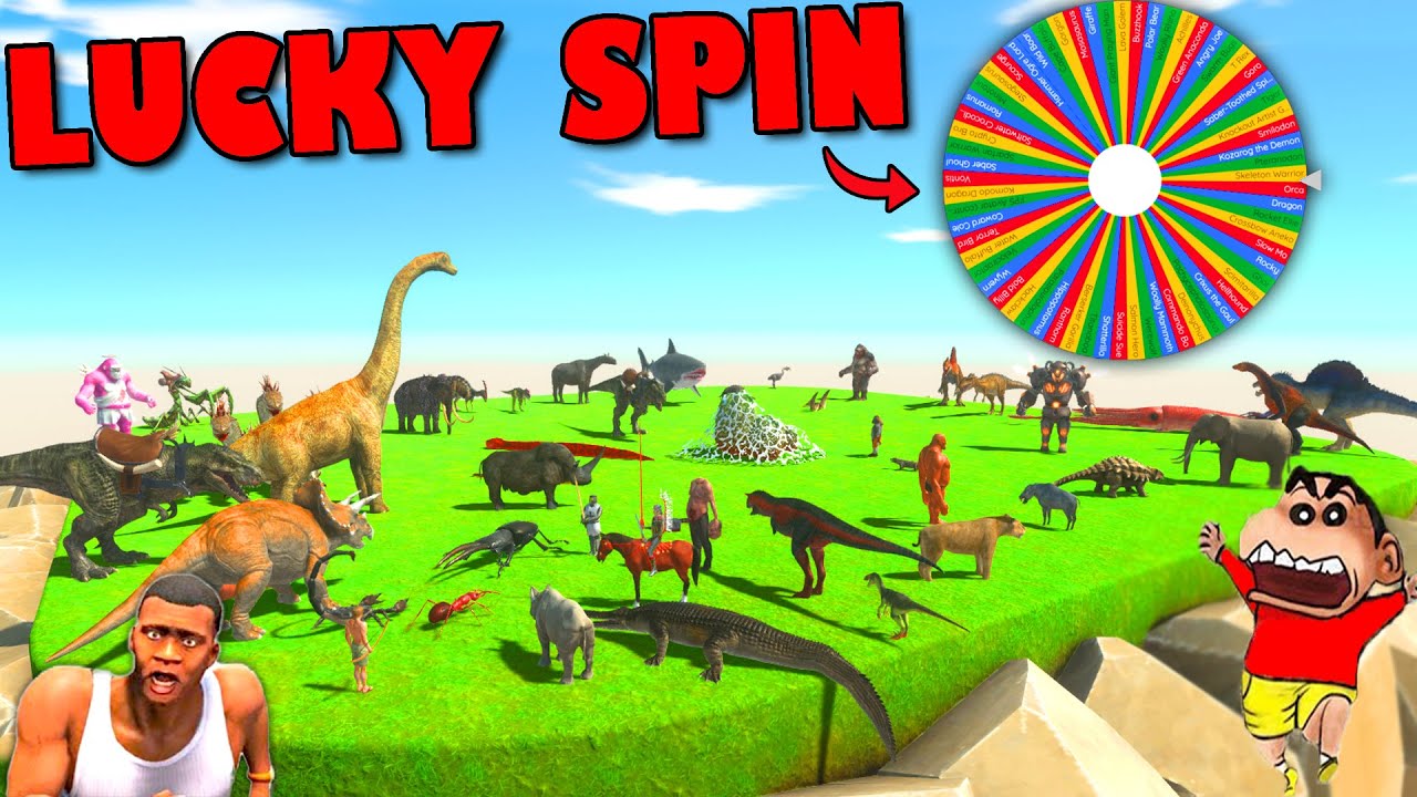 SHINCHAN vs CHOP vs AMAAN in LUCKY SPIN BATTLES in Animal Revolt Battle Simulator
