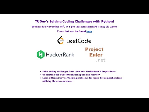 TUDev Solving Coding Challenges with Python!