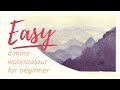 6分鐘簡易水彩山川【屯門畫室】easy watercolor for beginner #水彩 #watercolour