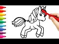 Unicorn Drawing and Coloring for Kids &amp; Toddlers | Learn Colors