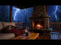 LIVE 24/7 Cozy Fireplace & Thunderstorm Sounds ⛈️🔥🐱 | Fall Asleep in Minutes