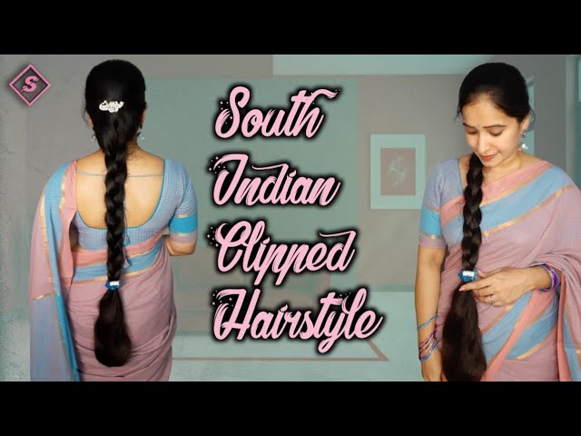 South Indian clipped hairstyle| with long hair - YouTube