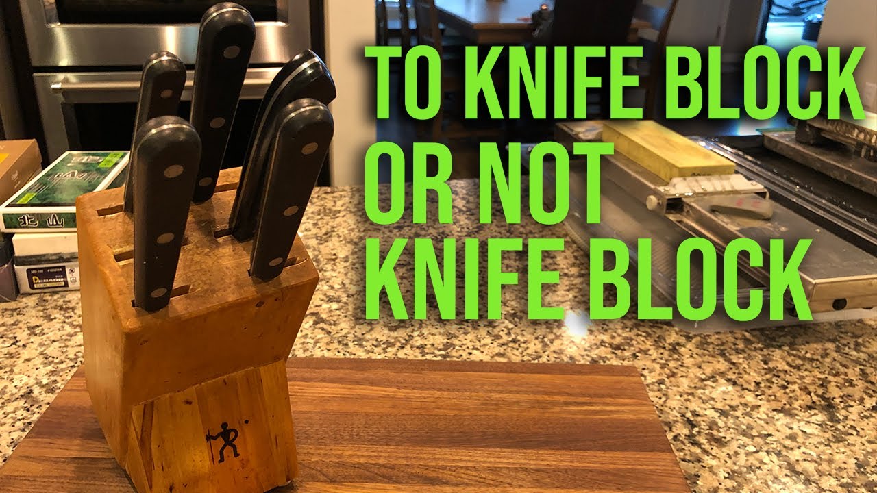 Universal Knife Block, Two-Tiered Slot-Less Kitchen Bamboo Knives