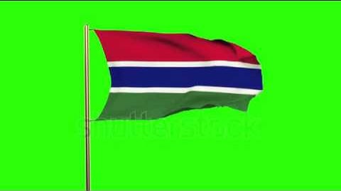 Gambia flag waving in the wind. Green screen, alpha matte. Loopable animation Stock video by