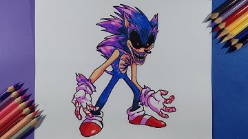 Dibujando a Xenophanes Sonic.Exe Exeternals | FNF | Drawing Xenophanes Sonic.Exe Exeternals