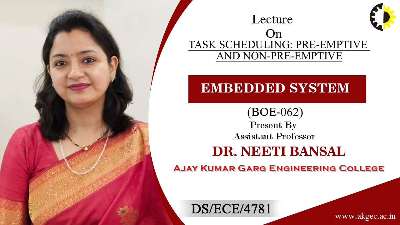 TASK SCHEDULING: PRE-EMPTIVE AND NON-PRE-EMPTIVE | ES | LECTURE 04 BY DR. NEETI BANSAL | AKGEC
