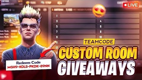 FREE FIRE LIVE CUSTOM ROOM GIVEAWAY | FF LIVE TEAM CODE GIVEAWAY | FF LIVE GIVEAWAY DJ ALOK |FF LIVE