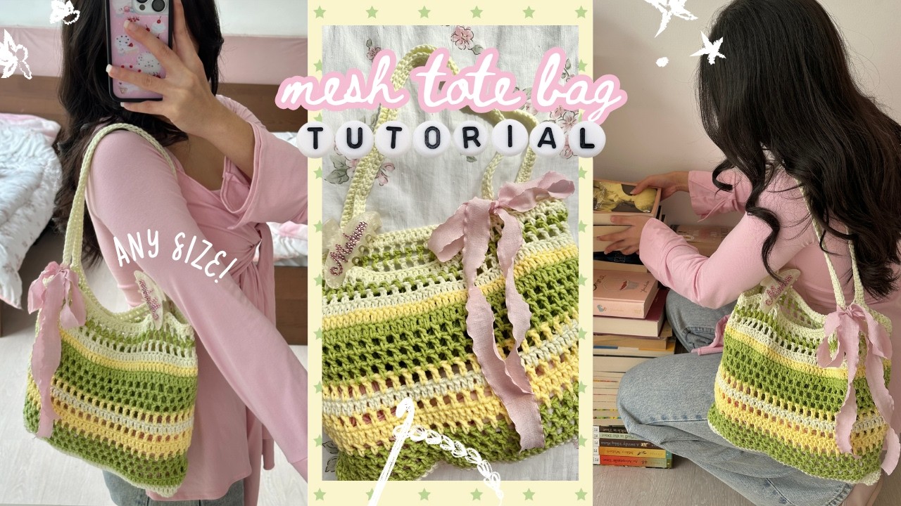 how to crochet a mesh tote bag (ANY size!) | beginner-friendly tutorial + free pattern!