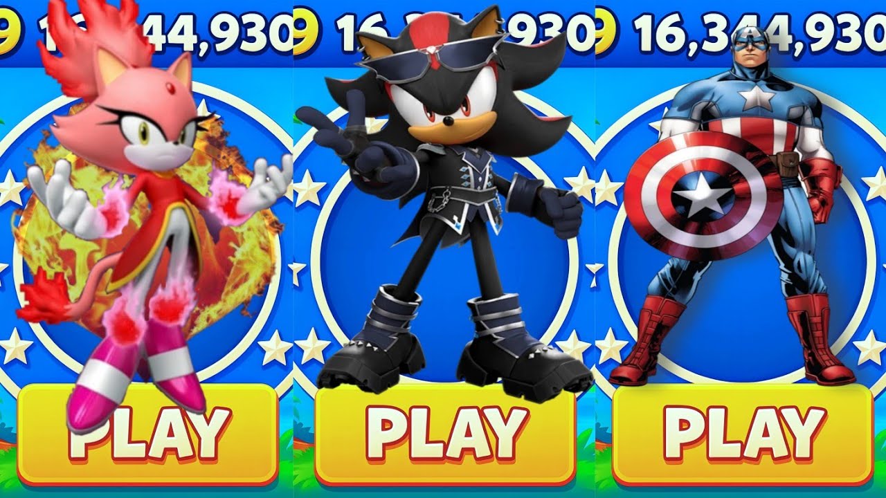 Sonic Dash - Burning Blaze VS Idol Shadow VS Captain America _ Movie Sonic vs All Bosses Zazz Eggman