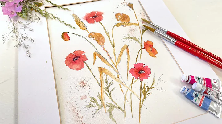 How to Paint Poppies and Harvest Mice - Paint the Natural World - Step by Step Watercolor Tutorial