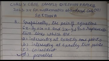 Graphically, the pair of equations 6x-3y+10=0 and 2x-y+9=0 represents 2 lines which are......