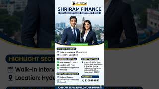Shriram Finance Recruitment Drive 2026 🔥💼 Management Trainee Opportunities📍 Hyderabad#telugu#job