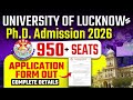 PhD Admission Notification 2026 Out | University Of Lucknow Admission 2026 | Seats: 950+ | Karan Sir
