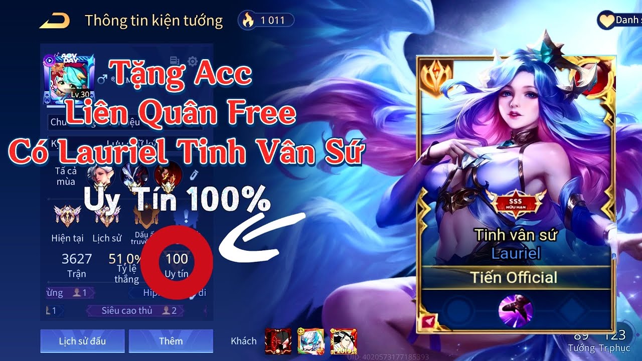 Tặng Acc Liên Quân Free Có Skin Lauriel Tinh Vân Sứ Mùa 24 Mới Nhất Uy Tín 100%