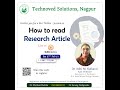 How to read research article  technoved solutions  dr aditi kulkarni