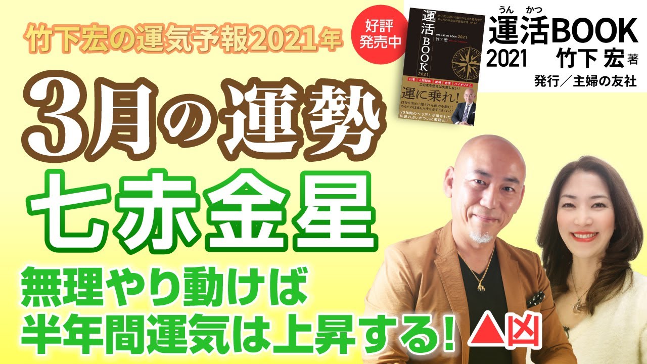 21年3月七赤金星の運勢 無理やり動けば半年間運気は上昇する 竹下宏の九星気学 九星気学 Youtube