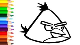 How To Draw and Color Chuck The Angry Bird - coloring pages - learn colors / World of Eggs screenshot 1