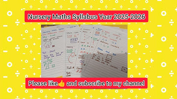 Nursery Maths Syllabus year 2025-2026