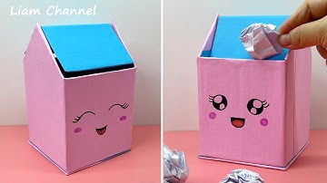 Cách làm Thùng Rác Mini | How to Make a Mini Trash Used Cardboard | DIY Mini Trash | Liam Channel