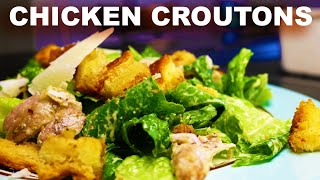 Chicken caesar salad with chicken fat croutons