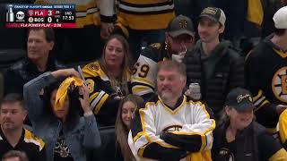 Bruins fans are throwing things on the ice after Florida does not receive a penalty on this play