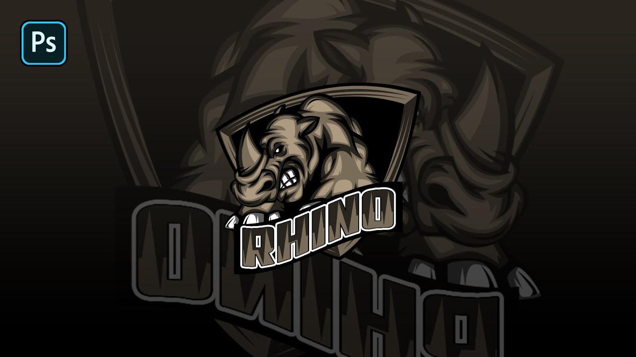  Desain  Logo  Esport RHINO 11 Desain  Dengan Photoshop  