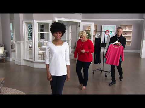 Belle by Kim Gravel Lurex Chain Trim 3/4 Sleeve T-shirt on QVC