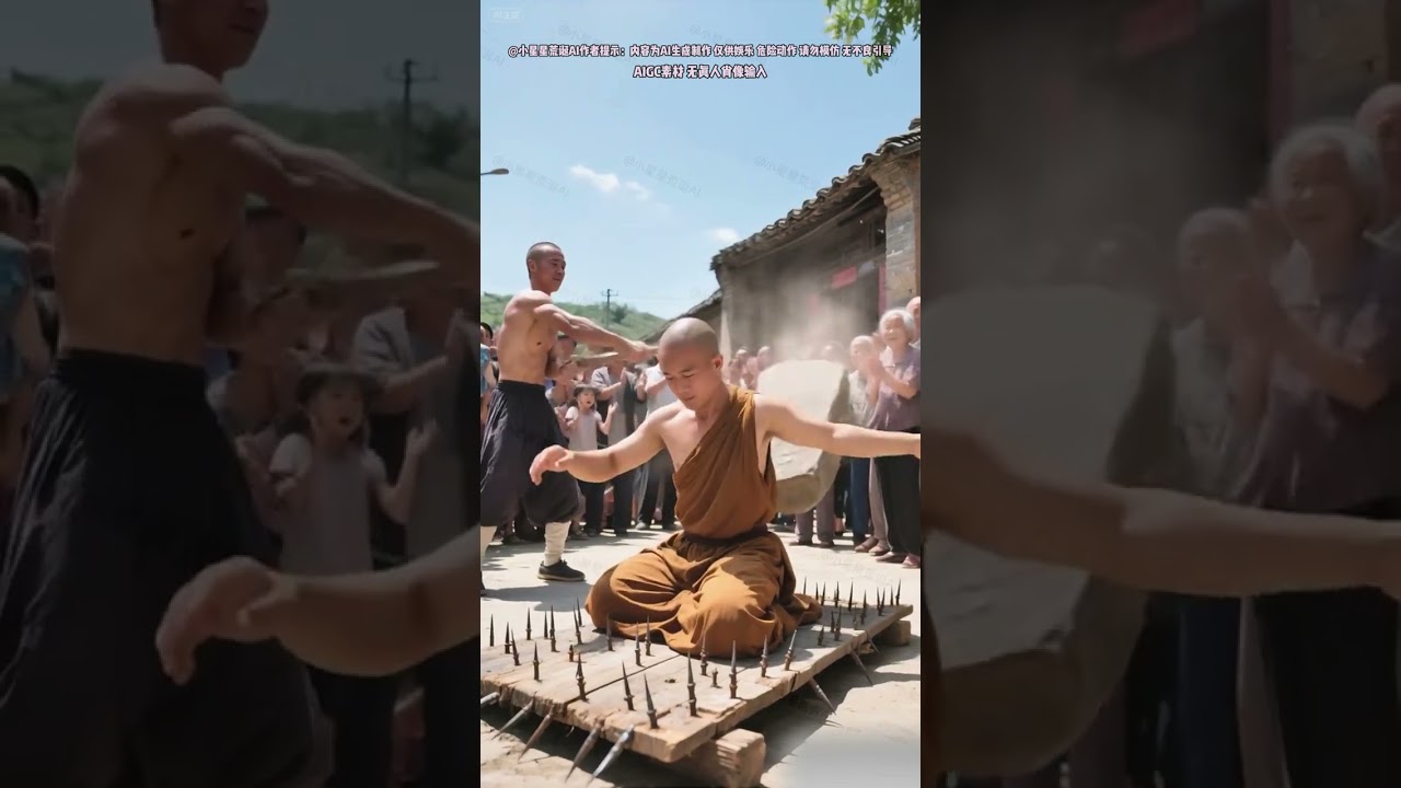 Jimeng AI, rural funny videos, acrobatic masters among the people, rare to see, never expected