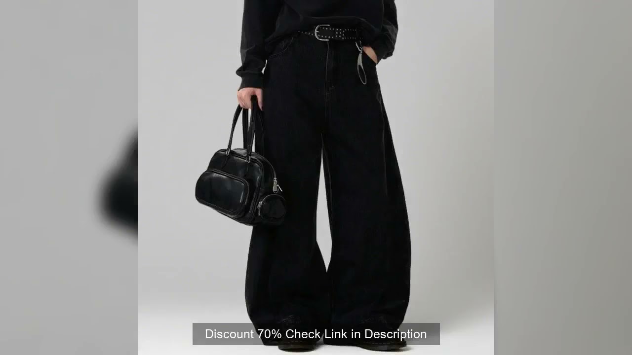 High Streets Autumn Men's Jeans New American Baggy Wide Leg Curved Knife Denim Pants Loose Solid Col