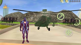 Neon Iron Stickman Rope Hero Gangstar Crime (Helicopter Land on Zombies Cave) - Android Gameplay HD screenshot 5