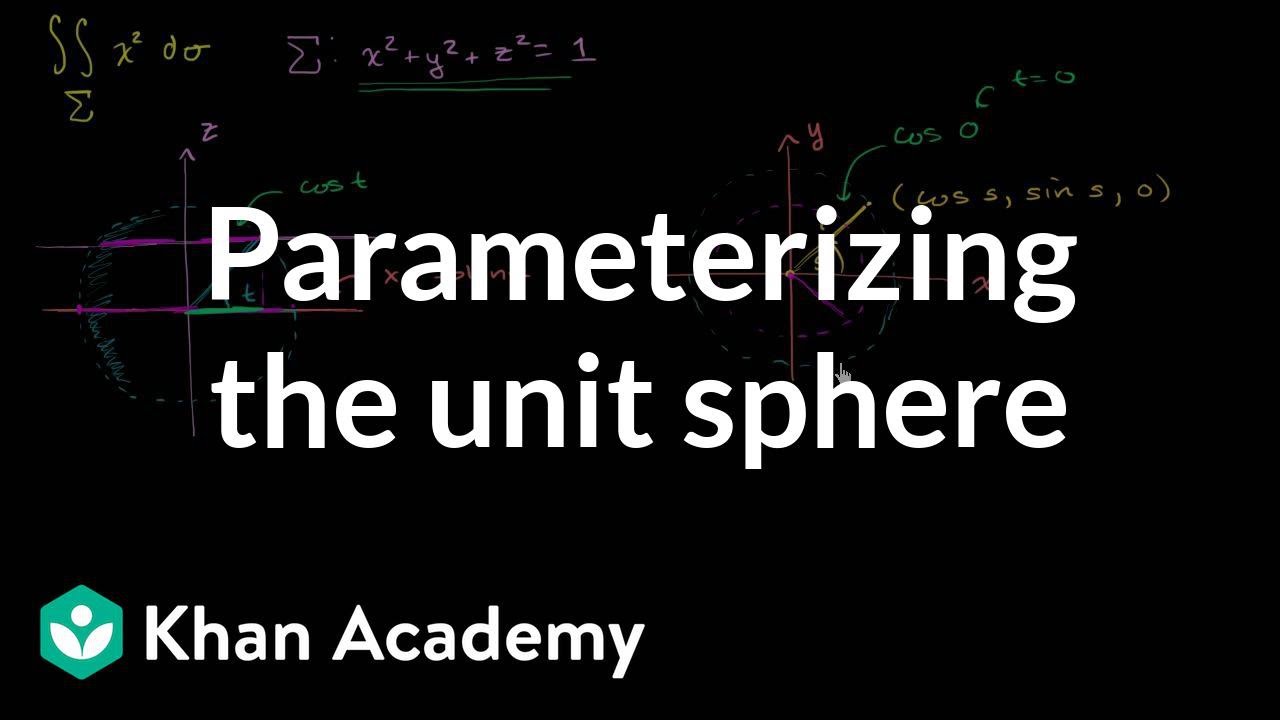Surface integral example part 1: Parameterizing the unit sphere | Khan