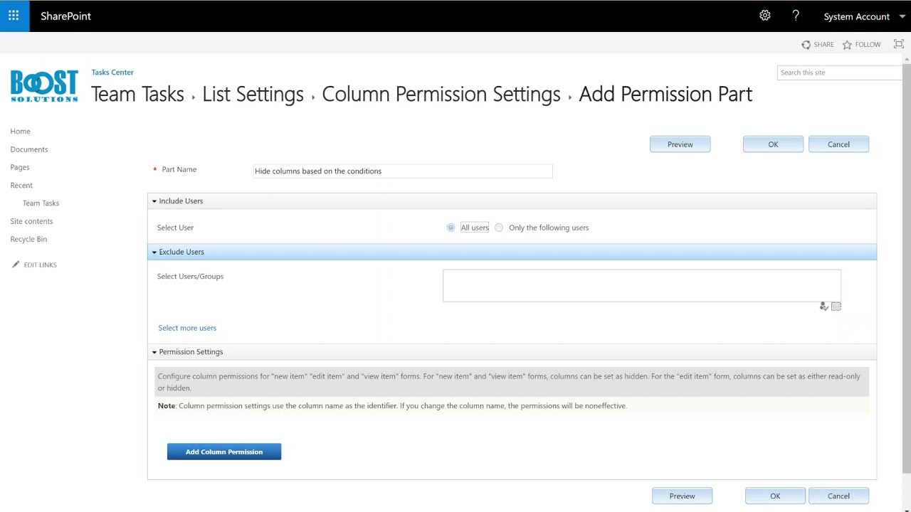 Hide columns based on the conditions in a SharePoint list