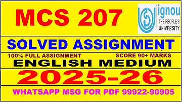 MCS 207 solved assignment 2025-26 in English || mcs 207 solved assignment 2026 || mcs207 2025-26