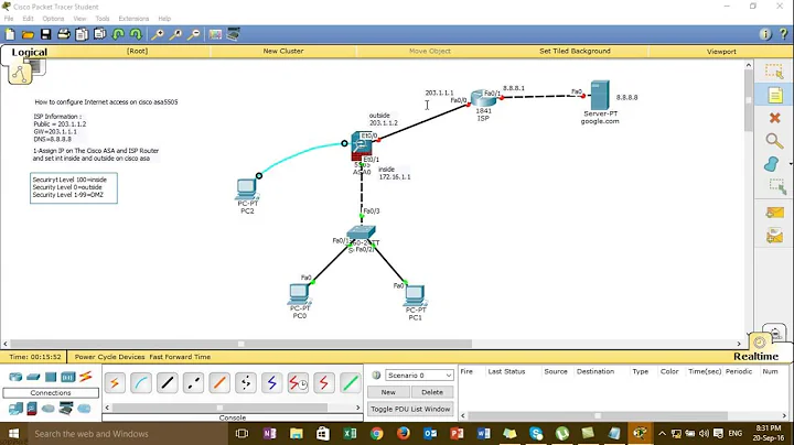 Step by Step Configure Internet Access on Cisco ASA5505 (Cisco Packet Tracer)#01