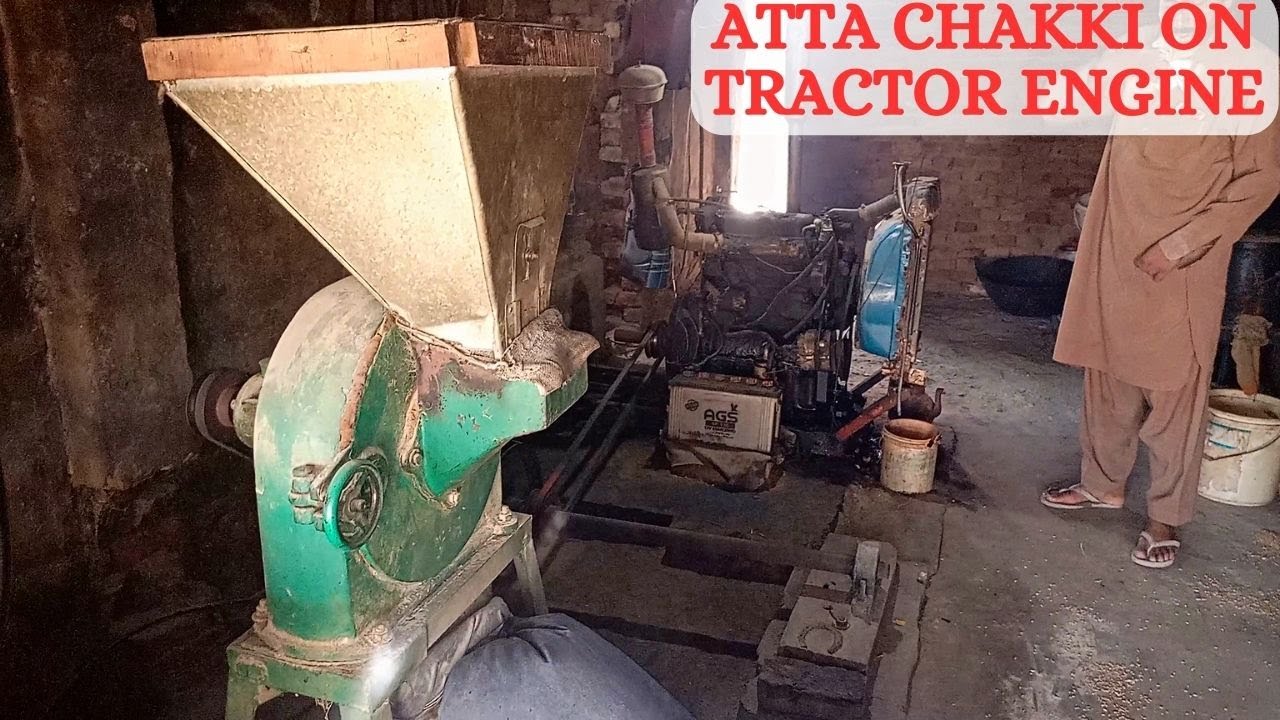Atta Chakki On Tractor Engine Atta Chakki Dera Sajna Da YouTube