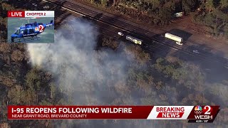 Large brush fire shuts down I-95 in Brevard for 2nd day in a row