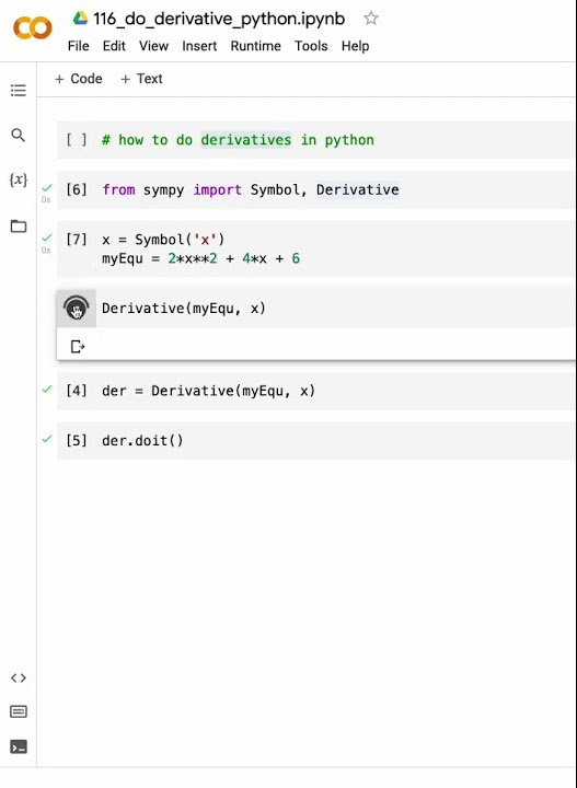 How to do derivatives in python - YouTube