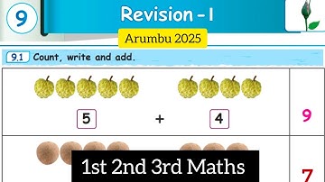 1st 2nd 3rd std Maths Arumbu / Term 1 unit 9 Workbook answers / Revision  - 1 answers 2025
