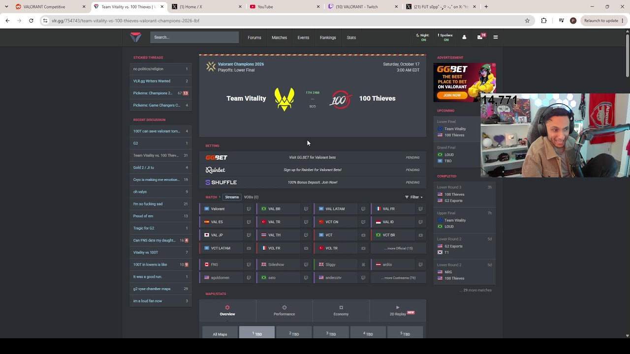 EG FNS | 100T vs G2 - VCT Champions Playoffs #VCTWatchparty | !vote !inzone