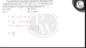 For a particle moving along a straight line, the displacement \( x \) depends on time \( t \) as...