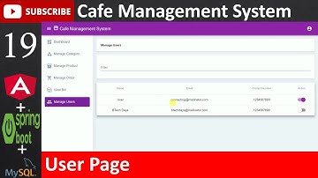19. Cafe Management System - User Page (Angular, Spring Boot - Java, MySQL Database)
